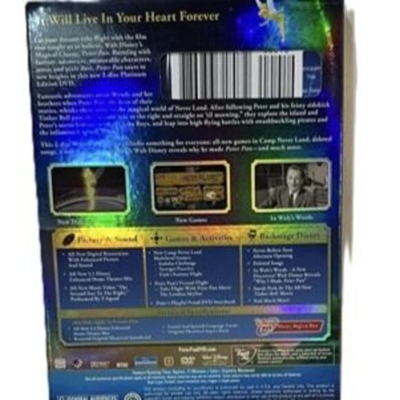 Peter Pan 2-Disc Platinum Edition DVD (Disney, 2007) Slipcover – Limited Time Of - Picture 2 of 2